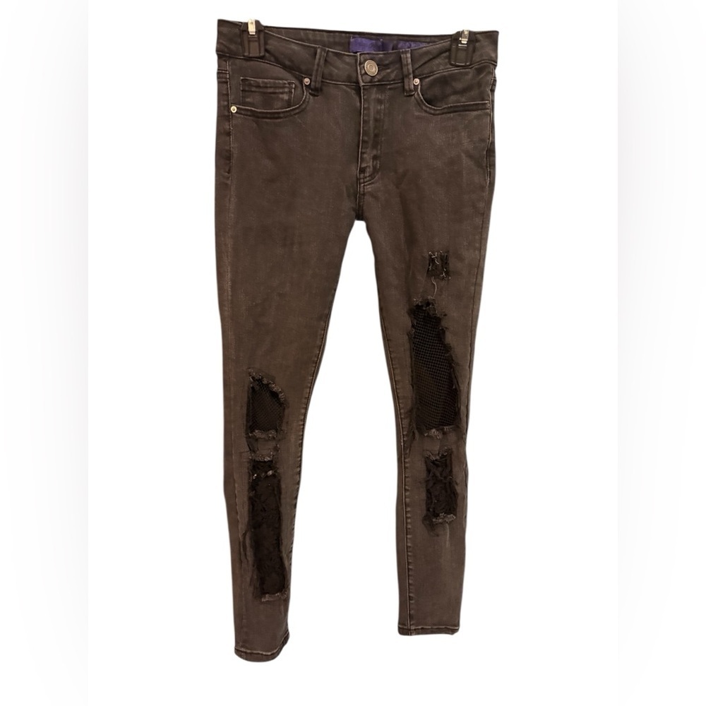 Indigo Rein Women's Skinny Jeans - Distressed Black